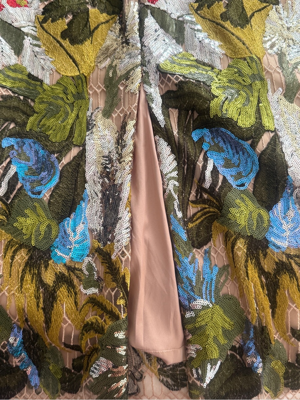 Boston Proper bold  Floral Sequin mesh midi  Dress Sz 6 - Picture 16 of 16